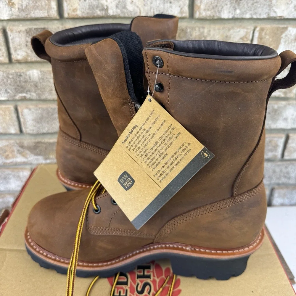 Red Wing Shoes 4417 LoggerMax Leather Work Boots Steel Toe Brown Sz 8D